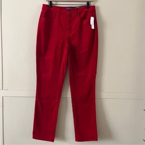 Talbots Flawless High Waist Straight Leg Red Corduroy Pants Curvy Size 6 NWT